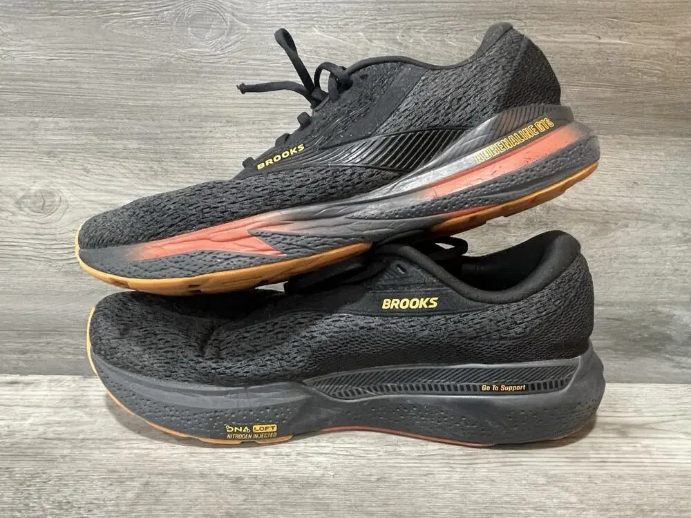 Brooks Adrenaline GTS Mens Running Shoes Black Burnt Sienna Sneaker Size 12 M